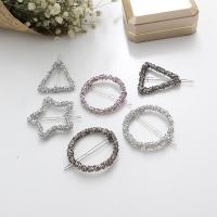 Pinzas para Cabello, aleación de zinc, con diamantes de imitación, chapado en color de platina, diferentes estilos para la opción, libre de plomo & cadmio, 70mm, 3PCs/Bolsa, Vendido por Bolsa