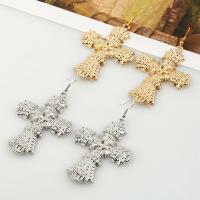 Zinc Alloy Drop Earring, iron earring hook, Cross, plated, for woman lead & cadmium free 