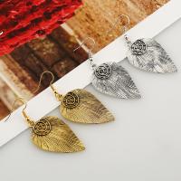 Zinc Alloy Drop Earring, iron earring hook, Leaf, plated, for woman lead & cadmium free 