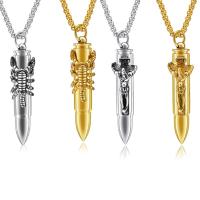 Titanium Steel Jewelry Necklace, Bullet, plated, box chain & for man, 58mm Approx 22 Inch 