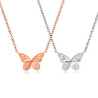Titanium Steel Jewelry Necklace, with 2.2Inch extender chain, Butterfly, plated, oval chain & for woman 13mm Approx 17 Inch 