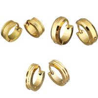 Stainless Steel Huggie Hoop Earring, gold color plated & for woman 