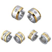 Mens pendiente de aro de acero inoxidable, chapado, diferentes estilos para la opción & para mujer & con diamantes de imitación, 7x13mm, 12parespareja/Grupo, Vendido por Grupo