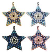 Cubic Zirconia Micro Pave Brass Pendant, Star, plated, micro pave cubic zirconia Approx 0.5mm 