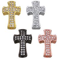 Cubic Zirconia Micro Pave Brass Beads, Cross, plated, micro pave cubic zirconia Approx 1mm 