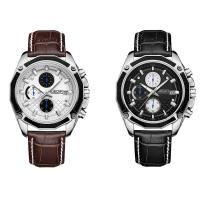 JEDIR® Montre à bijoux pour hommes, Cuir, avec cadran en alliage de zinc & verre & acier inoxydable, mouvement chinoise, Placage, Résistant à l’eau de vie, plus de couleurs à choisir Environ 8 pouce, Vendu par PC