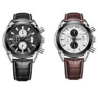 JEDIR® Montre à bijoux pour hommes, Cuir, avec cadran en alliage de zinc & verre & acier inoxydable, mouvement chinoise, Placage, Résistant à l’eau de vie, plus de couleurs à choisir Environ 7.6 pouce, Vendu par PC