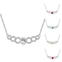 CRYSTALLIZED™ Collier en laiton, avec CRYSTALLIZED™, avec 5cm chaînes de rallonge, Plat rond, Plaqué de platine, chaîne ovale & pour femme & facettes, plus de couleurs à choisir, protéger l'environnement, sans nickel, plomb et cadmium Environ 15.5 pouce, Vendu par brin