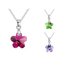 CRYSTALLIZED™ Collier en laiton, avec CRYSTALLIZED™, avec 5cm chaînes de rallonge, fleur, Plaqué de platine, chaîne ovale & pour femme & facettes, plus de couleurs à choisir, protéger l'environnement, sans nickel, plomb et cadmium Environ 15.5 pouce, Vendu par brin