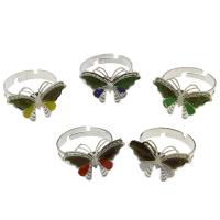 Iron Open Finger Ring, Butterfly, platinum color plated, Unisex & adjustable & enamel, mixed colors, lead & cadmium free US Ring 