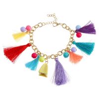 aleación de zinc Pulsera, con Nylón & resina, con 5cm extender cadena, chapado en color dorado, para mujer, libre de plomo & cadmio, 45mm, longitud:aproximado 7 Inch, Vendido por Sarta