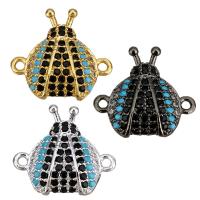 Cubic Zirconia Micro Pave Brass Connector, Ladybug, plated, micro pave cubic zirconia & 1/1 loop Approx 1mm 