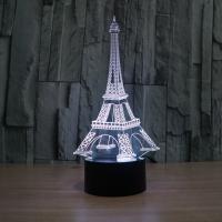 Acrílico Luz de noche, con plástico ABS, Torre Eiffel, con interfaz USB & con luz LED & cambiar de color automaticamente & diferentes estilos para la opción, 250x122x87mm, Vendido por UD