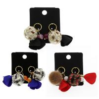 Cupronickel Drop Earring, with Plush & plastic earnut & Cloth & Resin, sterling silver post pin, gold color plated, for woman 