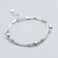 Brass Bracelets, with 30mm extender chain, Star, thick 925 sterling silver plated, Length Adjustable & box chain & for woman & , nickel, lead & cadmium free Approx 6.7 Inch 