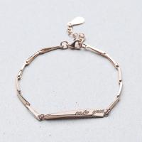 Brass Bracelets, with 25mm extender chain, word only you, rose gold color plated, with lobster clasp & with letter pattern & for woman, nickel, lead & cadmium free Approx 6.3 Inch 