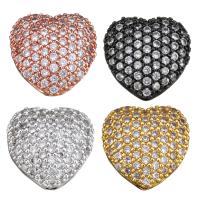 Cubic Zirconia Micro Pave Brass Beads, Heart, plated, micro pave cubic zirconia & hollow Approx 1mm 