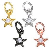 Cubic Zirconia Micro Pave Brass Pendant, Star, plated, micro pave cubic zirconia Approx 3mm 