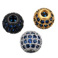 Cubic Zirconia Micro Pave Brass Beads, Drum, plated, micro pave cubic zirconia Approx 2.5mm 