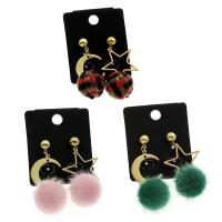 metal Pendientes con Colgantes, con Caddice & earnutplástico, Acero inoxidable 316L aguja de pendiente, chapado en color dorado, diferentes estilos para la opción & para mujer, 23x46x15mm, Vendido por Par