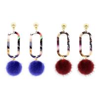 Pom Pom Pendientes mullido, cuproníquel, con felpa & earnutplástico, plata esterlina aguja de pendiente, chapado en color dorado, para mujer, más colores para la opción, 17x58x17mm, Vendido por Par