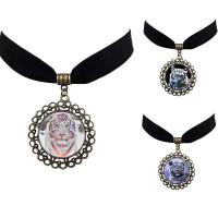 Ожерелье Мода Choker, цинковый сплав, с Бархат & Стеклянный, с 5cm наполнитель цепи, Форма цветка, Покрытие под бронзу старую, ювелирные изделия драгоценный камень раз & различные модели для выбора & Женский & Термоаппликации, не содержит свинец и кадмий, 40mm, длина:Приблизительно 12 дюймовый, продается Strand