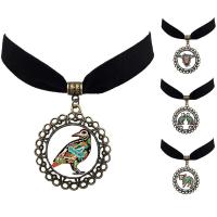 Ожерелье Мода Choker, цинковый сплав, с Бархат & Стеклянный, с 5cm наполнитель цепи, Форма цветка, Покрытие под бронзу старую, ювелирные изделия драгоценный камень раз & различные модели для выбора & Женский & Термоаппликации, не содержит свинец и кадмий, 40mm, длина:Приблизительно 12 дюймовый, продается Strand