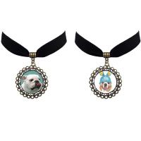 Ожерелье Мода Choker, цинковый сплав, с Бархат & Стеклянный, с 5cm наполнитель цепи, Форма цветка, Покрытие под бронзу старую, ювелирные изделия драгоценный камень раз & различные модели для выбора & Женский & Термоаппликации, не содержит свинец и кадмий, 40mm, длина:Приблизительно 12 дюймовый, продается Strand