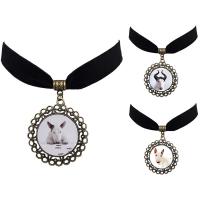 Ожерелье Мода Choker, цинковый сплав, с Бархат & Стеклянный, с 5cm наполнитель цепи, Форма цветка, Покрытие под бронзу старую, ювелирные изделия драгоценный камень раз & различные модели для выбора & Женский & Термоаппликации, не содержит свинец и кадмий, 40mm, длина:Приблизительно 12 дюймовый, продается Strand