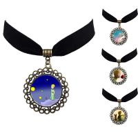 Ожерелье Мода Choker, цинковый сплав, с Бархат & Стеклянный, с 5cm наполнитель цепи, Форма цветка, Покрытие под бронзу старую, ювелирные изделия драгоценный камень раз & различные модели для выбора & Женский & Термоаппликации, не содержит свинец и кадмий, 40mm, длина:Приблизительно 12 дюймовый, продается Strand