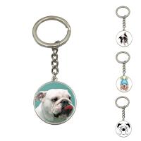 Fashion Time Gem Keychain Key Ring, Zinc Alloy, with iron ring & Glass, Flat Round, platinum color plated, time gem jewelry & Unisex & decal, lead & cadmium free, 28mm 