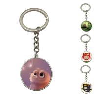 Fashion Time Gem Keychain Key Ring, Zinc Alloy, with iron ring & Glass, Flat Round, platinum color plated, time gem jewelry & Unisex & decal, lead & cadmium free, 28mm 