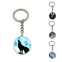 Fashion Time Gem Keychain Key Ring, Zinc Alloy, with iron ring & Glass, Flat Round, platinum color plated, time gem jewelry & Unisex & decal, lead & cadmium free, 28mm 