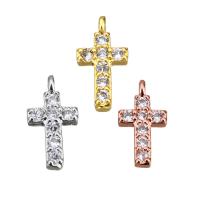 Cubic Zirconia Micro Pave Brass Pendant, Cross, plated, micro pave cubic zirconia Approx 1mm 