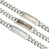 Edelstahl Charm Armband, 316 L Edelstahl, mit Verlängerungskettchen von 1.5Inch, plattiert, unisex & Kandare Kette & glänzend, keine, 45x11mm, Länge:ca. 7.4 ZollInch, verkauft von Strang