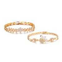 Zinc bracelets en strass en alliage , alliage de zinc, Placage de couleur d'or, styles différents pour le choix & pour femme & avec strass Environ 7 pouce, Vendu par brin