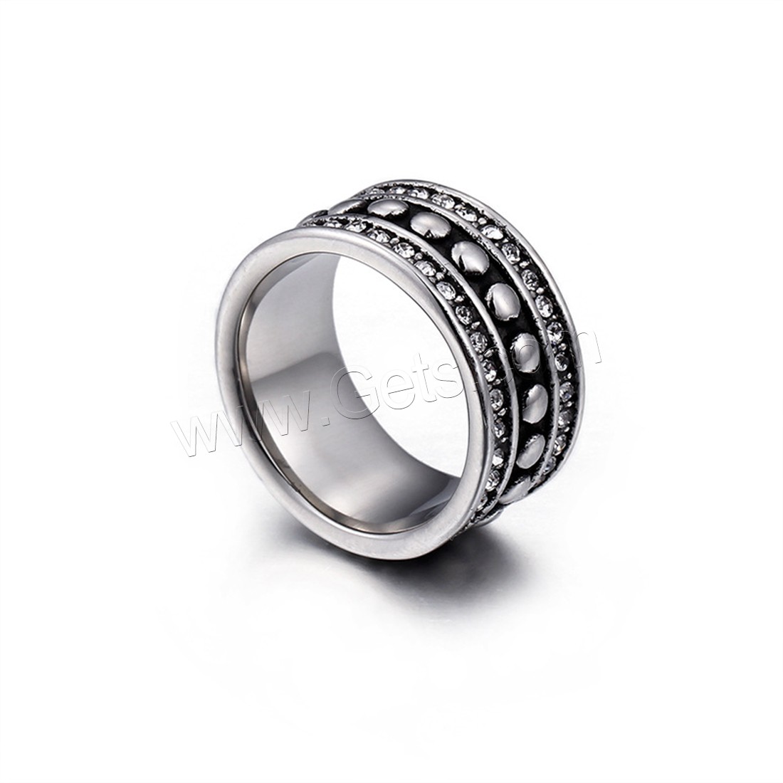 Titan Stahl Fingerring, Titanstahl, unisex & verschiedene Größen vorhanden & mit Strass & Schwärzen, 10mm, verkauft von PC