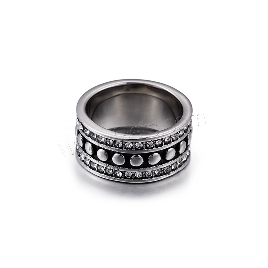 Titan Stahl Fingerring, Titanstahl, unisex & verschiedene Größen vorhanden & mit Strass & Schwärzen, 10mm, verkauft von PC