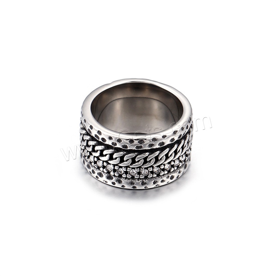 Titanium Steel Finger Ring, different size for choice & for man & with rhinestone & blacken, 13mm, Sold By PC