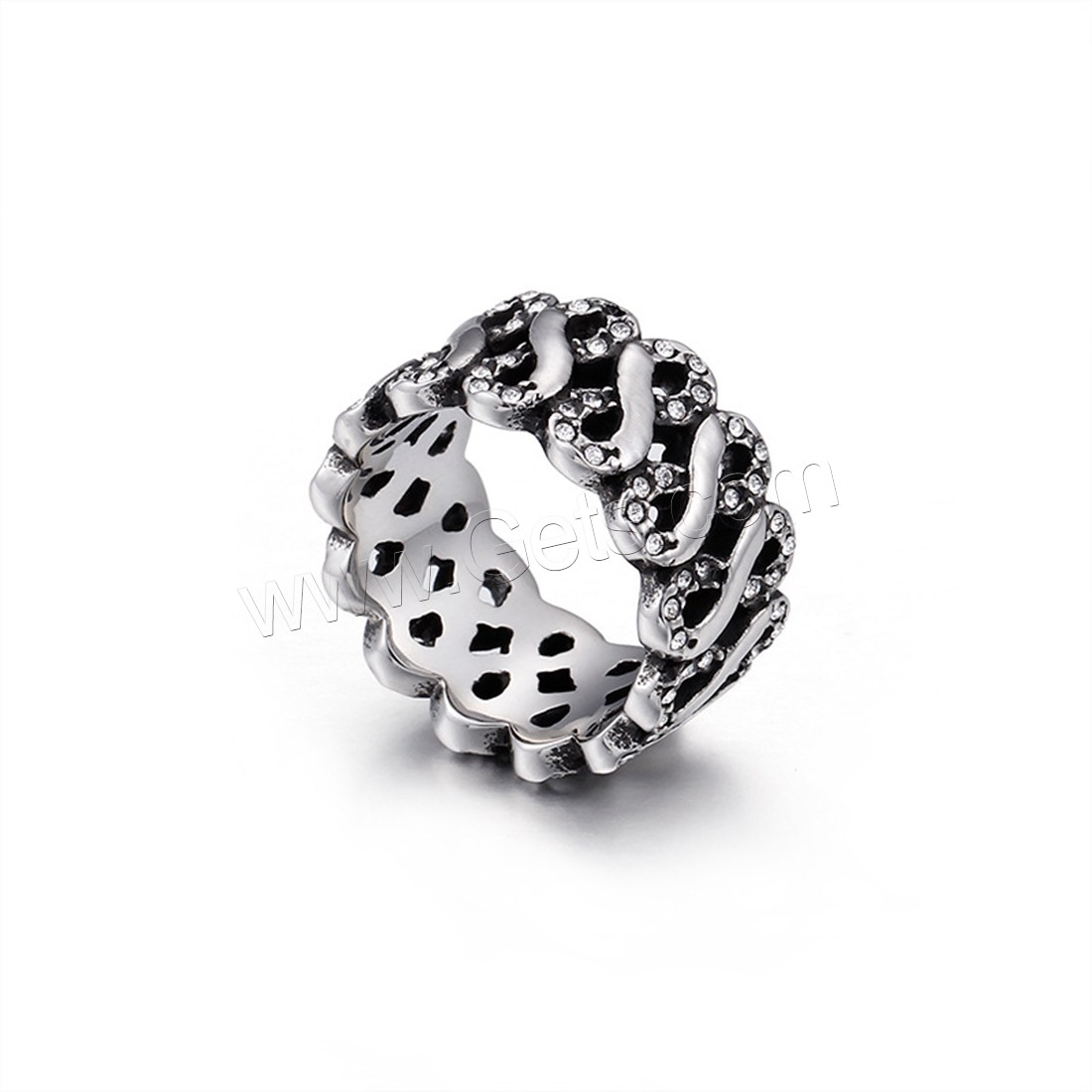 Titan Stahl Fingerring, Titanstahl, unisex & verschiedene Größen vorhanden & mit Strass & Schwärzen, 12mm, verkauft von PC