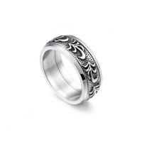 Titanium Steel Finger Ring & for man & blacken, 9mm 