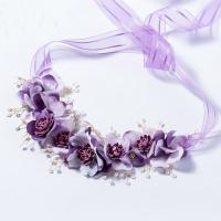 Spun Silk Headband, with ABS Plastic Pearl, Flower, for children 