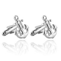 Zinc Alloy Cufflinks, Anchor, platinum color plated, Unisex, lead & cadmium free, 18mm 