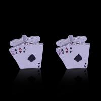 Zinc Alloy Cufflinks, Poker, platinum color plated, Unisex & enamel, lead & cadmium free, 18mm 