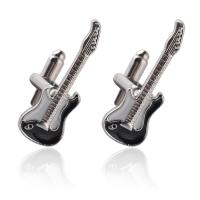 Zinc Alloy Cufflinks, Guitar, platinum color plated, Unisex & enamel, lead & cadmium free 