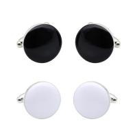 Zinc Alloy Cufflinks, Flat Round, platinum color plated, Unisex & enamel lead & cadmium free, 17mm 