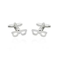 Zinc Alloy Cufflinks, Glasses, platinum color plated, Unisex, lead & cadmium free 