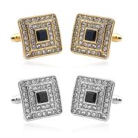 Zinc Alloy Cufflinks, Square, plated, Unisex & with rhinestone lead & cadmium free 