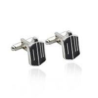 Zinc Alloy Cufflinks, platinum color plated, Unisex & enamel, lead & cadmium free 