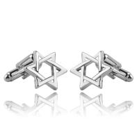 Zinc Alloy Cufflinks, Star of David, platinum color plated, Unisex, lead & cadmium free 